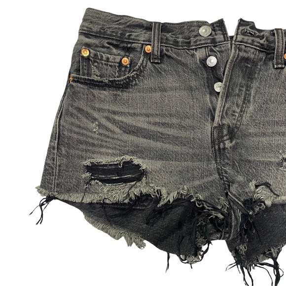 Levi Strauss Black Distressed Jean Shorts - Picture 2 of 12